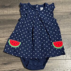 Child of Mine Navy Dress with Watermelon Accents